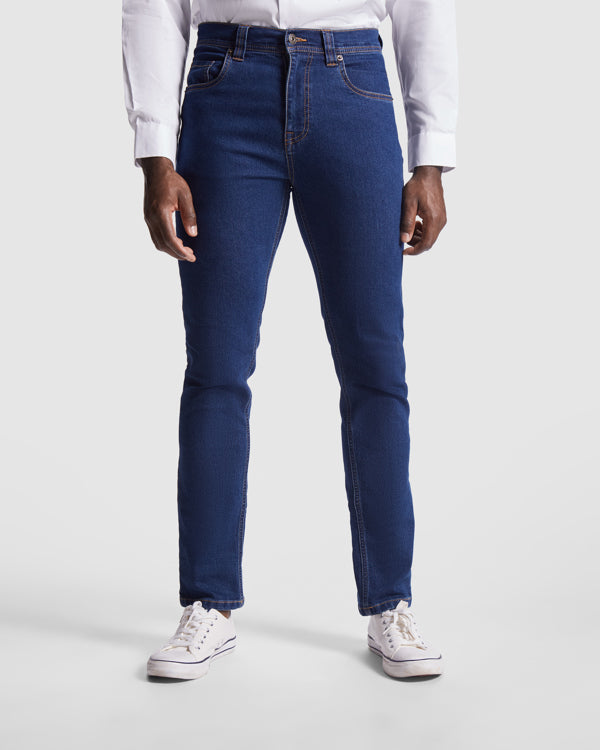 Roly WRK Brock men's trousers in blue jeans, alternative view, ready for logo printing or embroidery