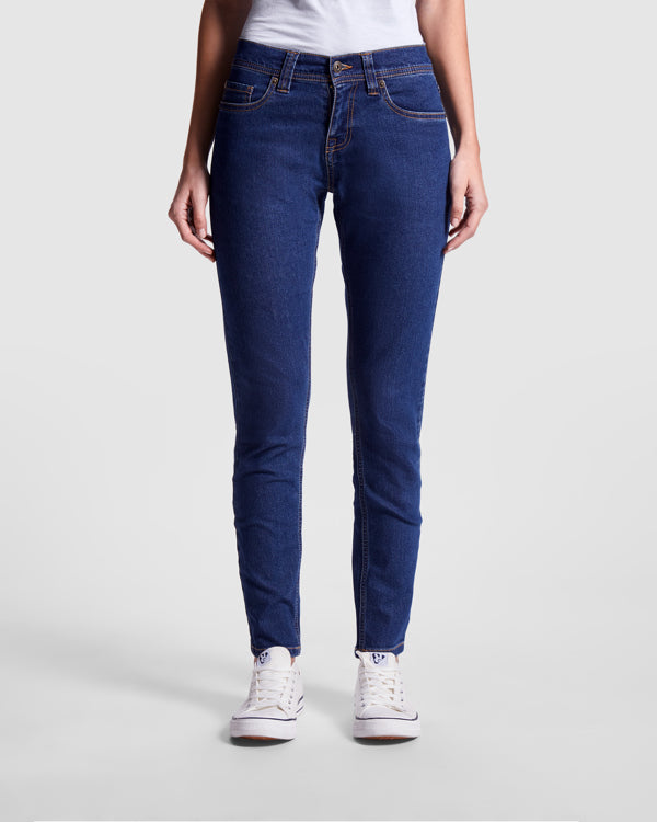 Roly WRK Brock Woman women's trousers in blue jeans, alternative view, ready for logo printing or embroidery