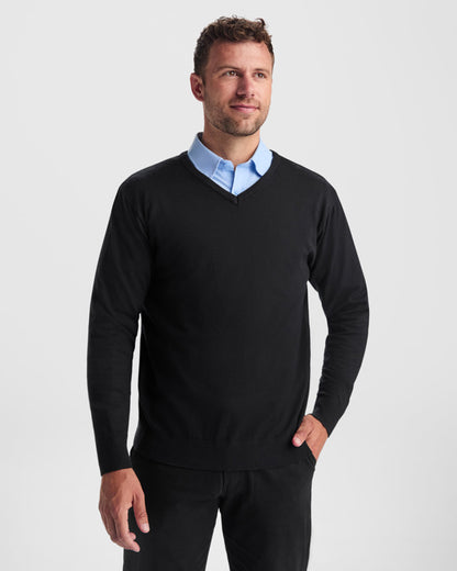 Roly WRK Hilux men's jumper in black, alternative view, ready for logo printing or embroidery