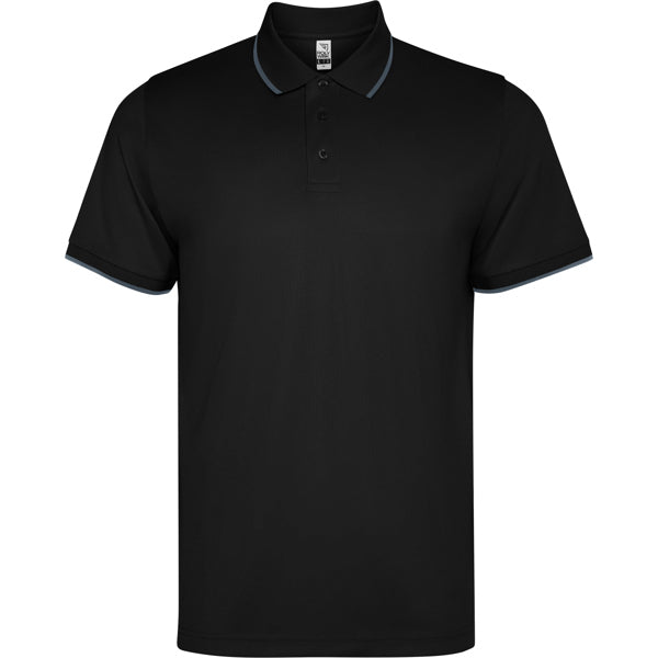Roly WRK Sian unisex polo shirt in black, ready for logo printing or embroidery