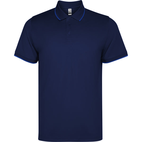 Roly WRK Sian unisex polo shirt in navy blue, ready for logo printing or embroidery