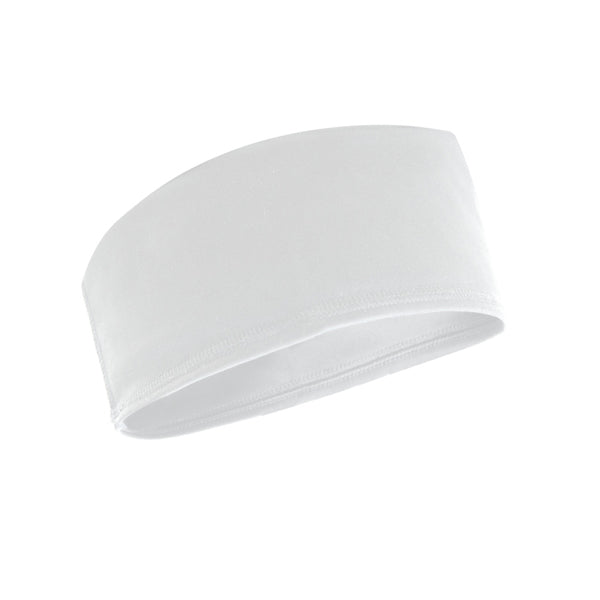 Stamina Crosrun polyester sports headband in white, ready for logo printing