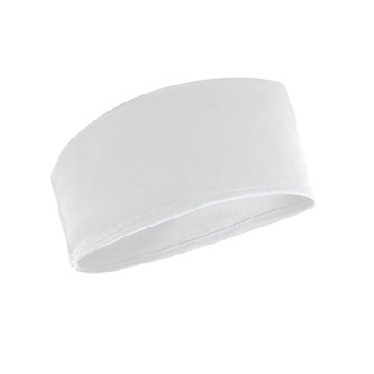 Stamina Crosrun polyester sports headband in white, ready for logo printing