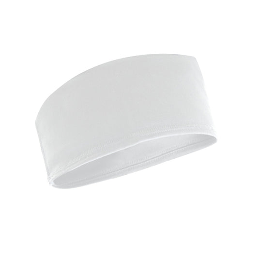 Stamina Crosrun polyester sports headband in white, ready for logo printing