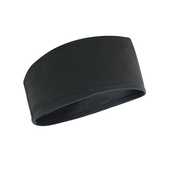 Stamina Crosrun polyester sports headband in black, ready for logo printing