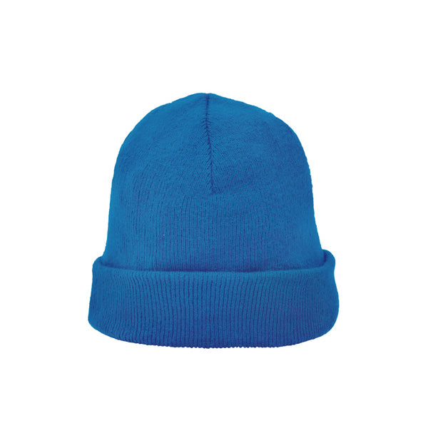Stamina Planet knitted beanie in royal blue, ready for logo printing
