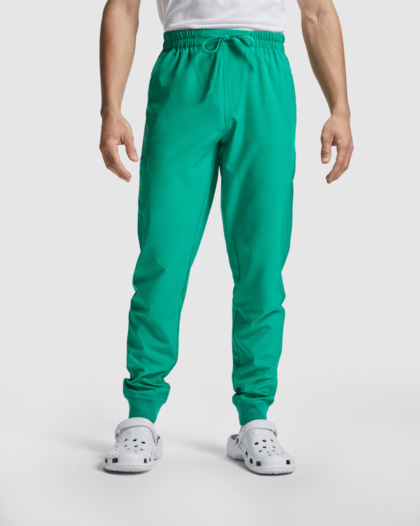 Roly WRK Fiber unisex trousers in white, alternative view, ready for logo printing or embroidery