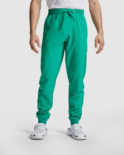 Roly WRK Fiber unisex trousers in white, alternative view, ready for logo printing or embroidery