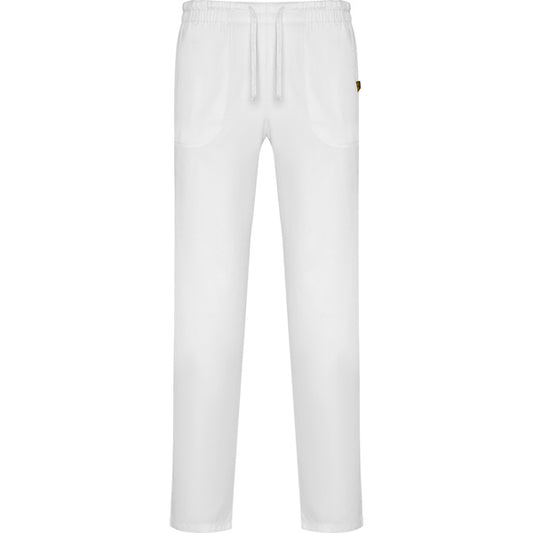Roly WRK Care unisex trousers in white, ready for logo printing or embroidery