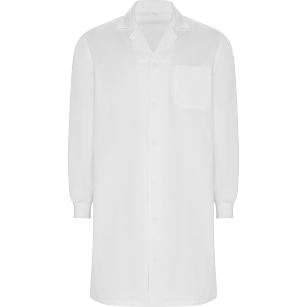 Roly WRK Mederi unisex lab coat in white, ready for logo printing or embroidery