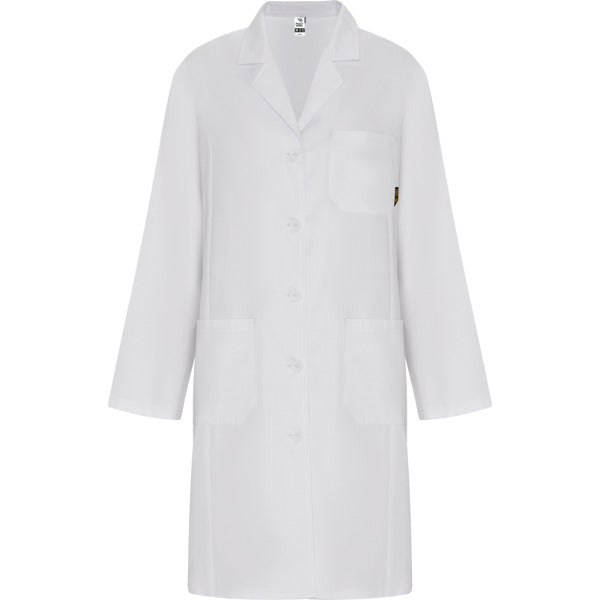 Roly WRK Vaccine Woman women's lab coat in white, ready for logo printing or embroidery
