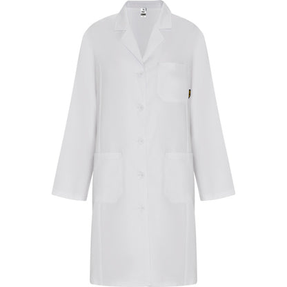 Roly WRK Vaccine Woman women's lab coat in white, ready for logo printing or embroidery