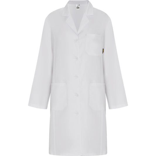 Roly WRK Vaccine Woman women's lab coat in white, ready for logo printing or embroidery