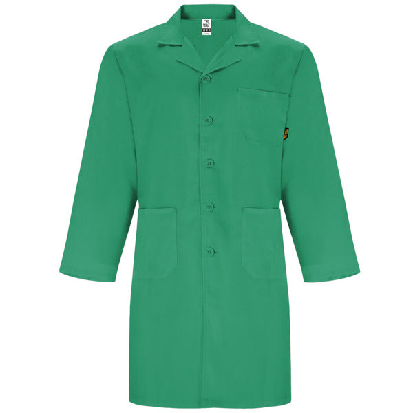 Roly WRK Vaccine men's lab coat in lab green, ready for logo printing or embroidery