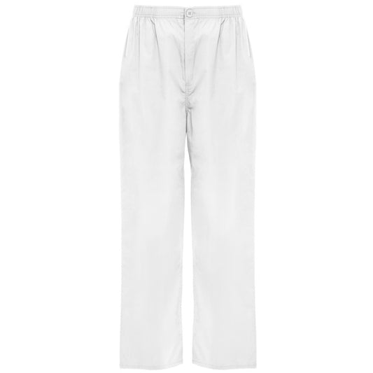 Roly WRK Vademecum unisex trousers in white, ready for logo printing or embroidery