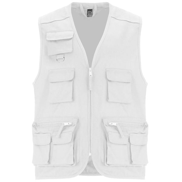 Roly WRK Venera men's gilet in white, ready for logo printing or embroidery