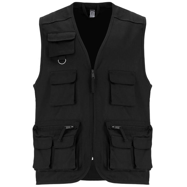 Roly WRK Venera men's gilet in black, ready for logo printing or embroidery