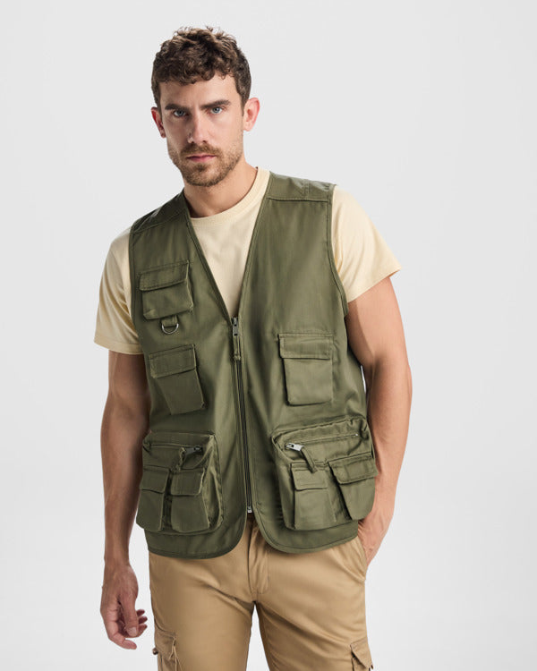 Roly WRK Venera men's gilet in white, alternative view, ready for logo printing or embroidery