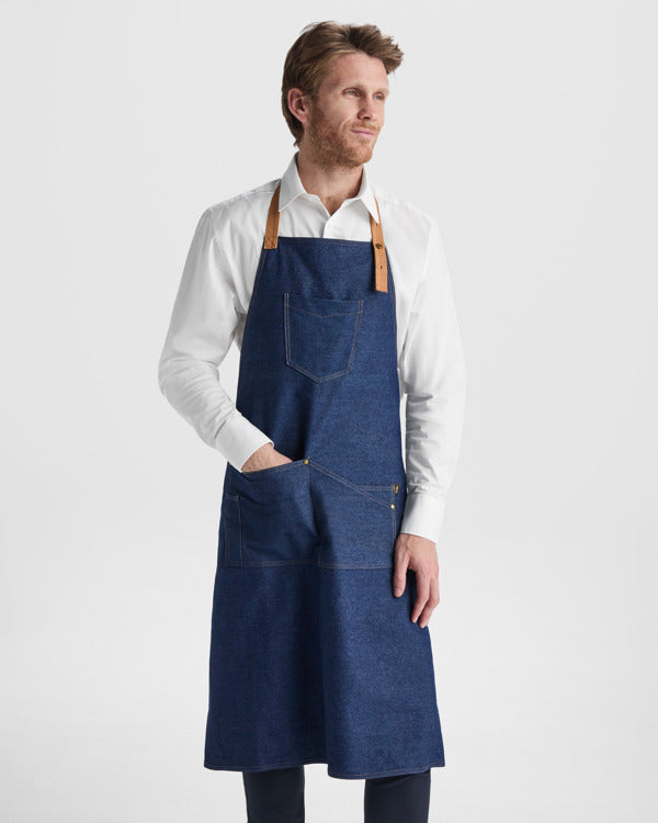 Roly WRK Batali unisex apron in blue jeans, alternative view, ready for logo printing or embroidery