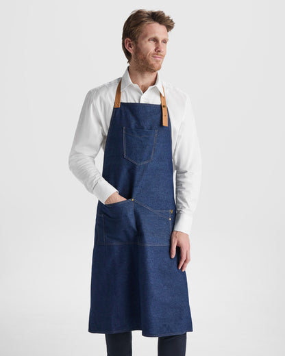 Roly WRK Batali unisex apron in blue jeans, alternative view, ready for logo printing or embroidery