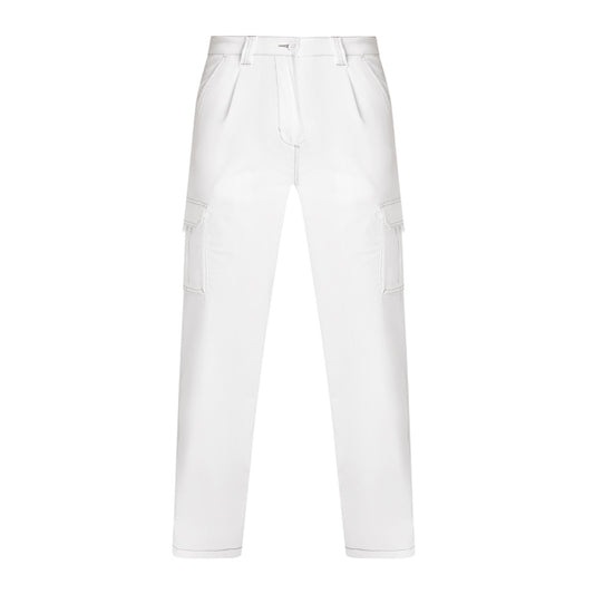 Roly WRK Daily Stretch men's trousers in white, ready for logo printing or embroidery