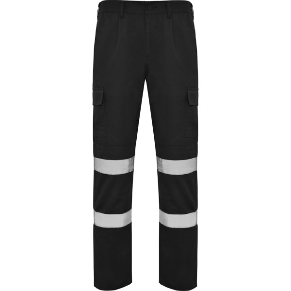 Roly WRK Daily HV men's high-visibility trousers in black, ready for logo printing or embroidery