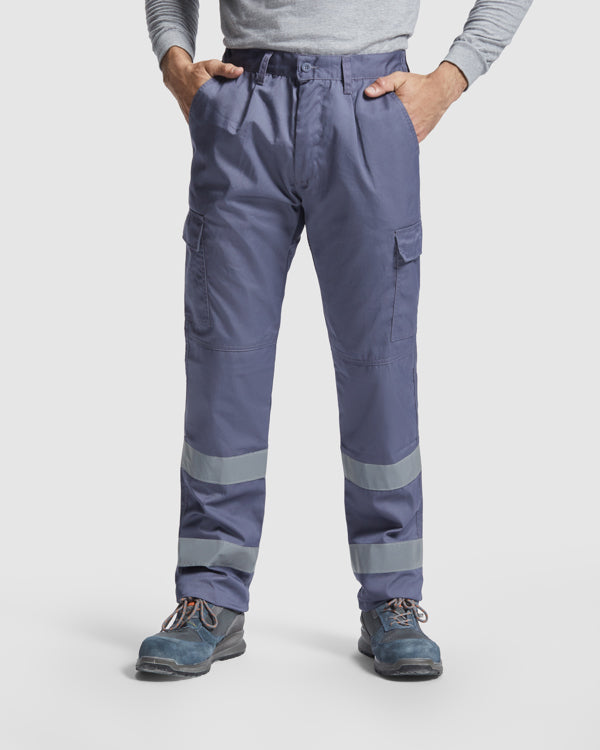 Roly WRK Daily HV men's high-visibility trousers in black, alternative view, ready for logo printing or embroidery