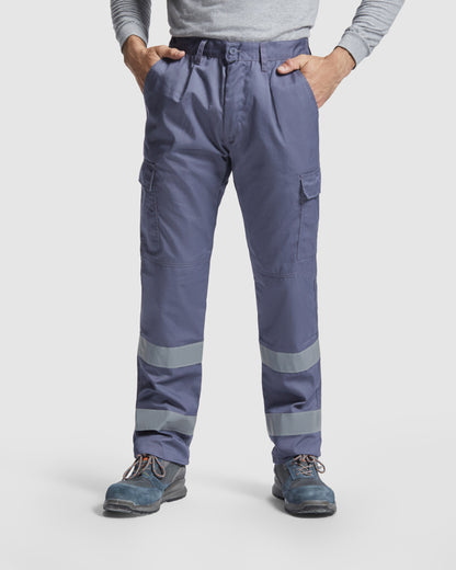 Roly WRK Daily HV men's high-visibility trousers in black, alternative view, ready for logo printing or embroidery