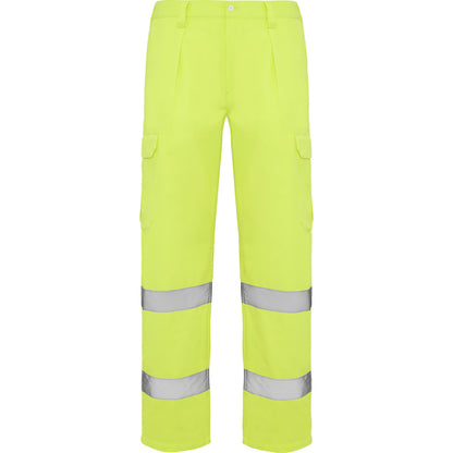 Roly WRK Alfa men's high-visibility trousers in fluor yellow, ready for logo printing or embroidery