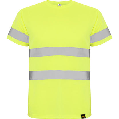 Roly WRK Delta men's high-visibility T-shirt in fluor yellow, ready for logo printing or embroidery