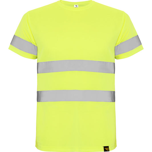 Roly WRK Delta men's high-visibility T-shirt in fluor yellow, ready for logo printing or embroidery
