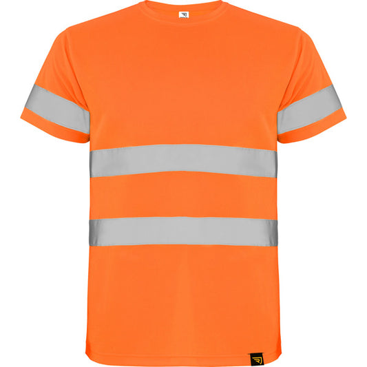 Roly WRK Delta men's high-visibility T-shirt in fluor orange, ready for logo printing or embroidery