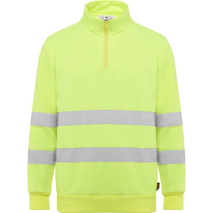 Roly WRK Spica unisex high-visibility sweatshirt in fluor yellow, ready for logo printing or embroidery