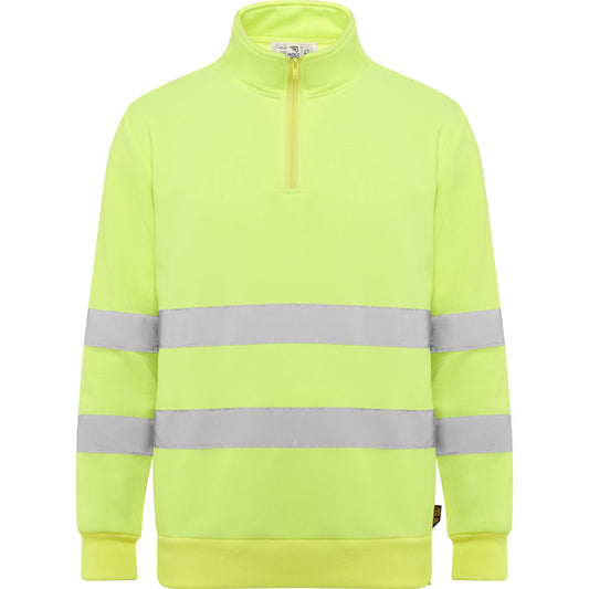 Roly WRK Spica unisex high-visibility sweatshirt in fluor yellow, ready for logo printing or embroidery