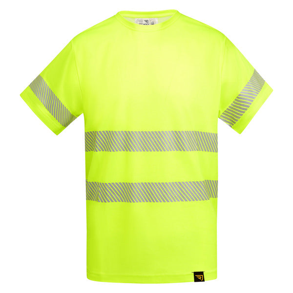Roly WRK Tauri men's high-visibility T-shirt in fluor yellow, ready for logo printing or embroidery