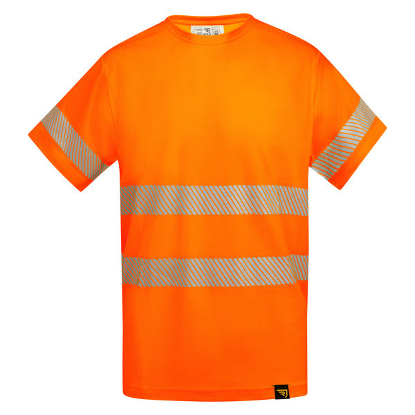 Roly WRK Tauri men's high-visibility T-shirt in fluor orange, ready for logo printing or embroidery