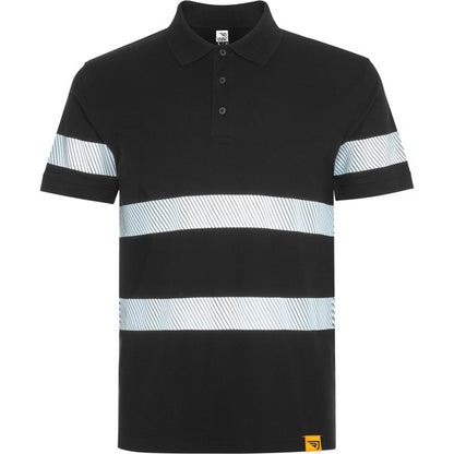 Roly WRK Foran unisex high-visibility polo shirt in black, ready for logo printing or embroidery