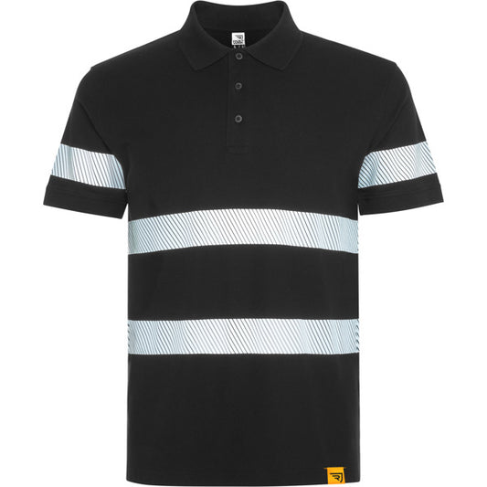 Roly WRK Foran unisex high-visibility polo shirt in black, ready for logo printing or embroidery