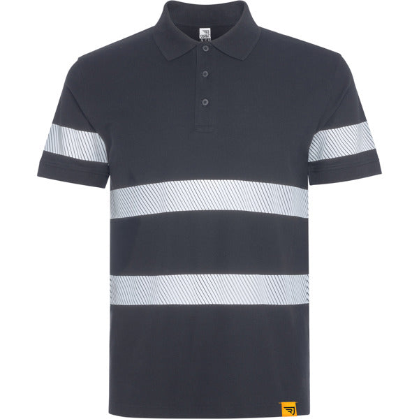 Roly WRK Foran unisex high-visibility polo shirt in lead, ready for logo printing or embroidery
