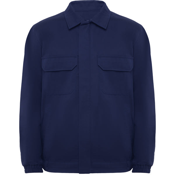 Roly WRK Cruiser unisex flame-retardant jacket in navy blue, ready for logo printing or embroidery