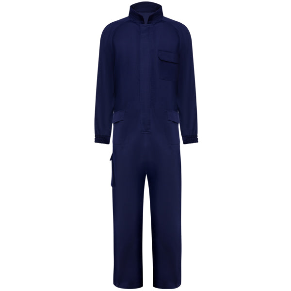 Roly WRK Blazer unisex flame-retardant work overalls in navy blue, ready for logo printing or embroidery