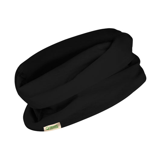 Stamina Delun organic cotton neck warmer in black, ready for logo printing