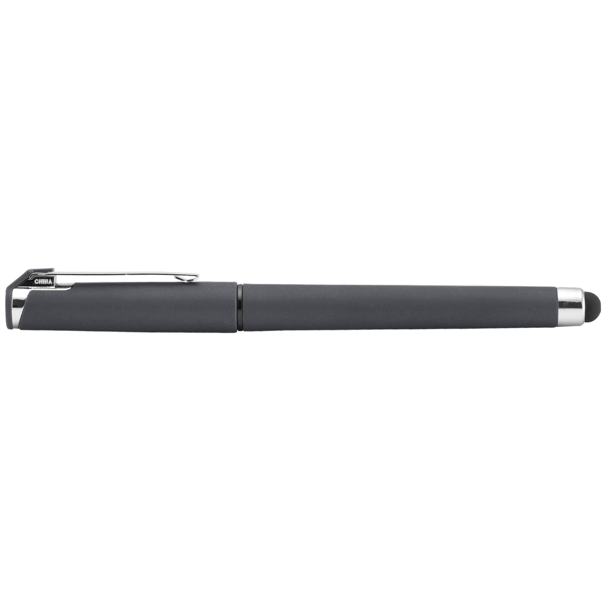 Islander Softy Gel Classic with Stylus promotional pen in gray printed with your company logo