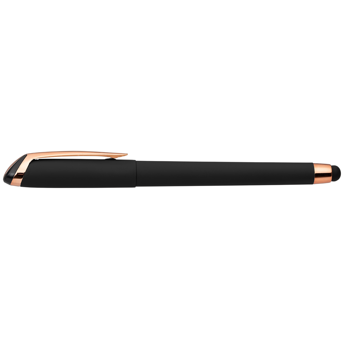 Gazelle Gel Softy Rose Gold with Stylus promotional pen in black printed with your company logo