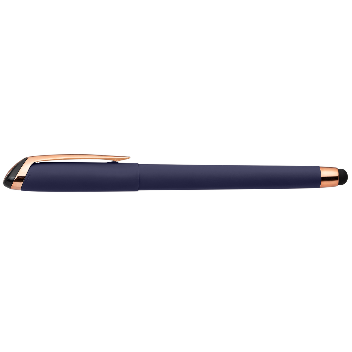 Gazelle Gel Softy Rose Gold with Stylus promotional pen in navy blue printed with your company logo