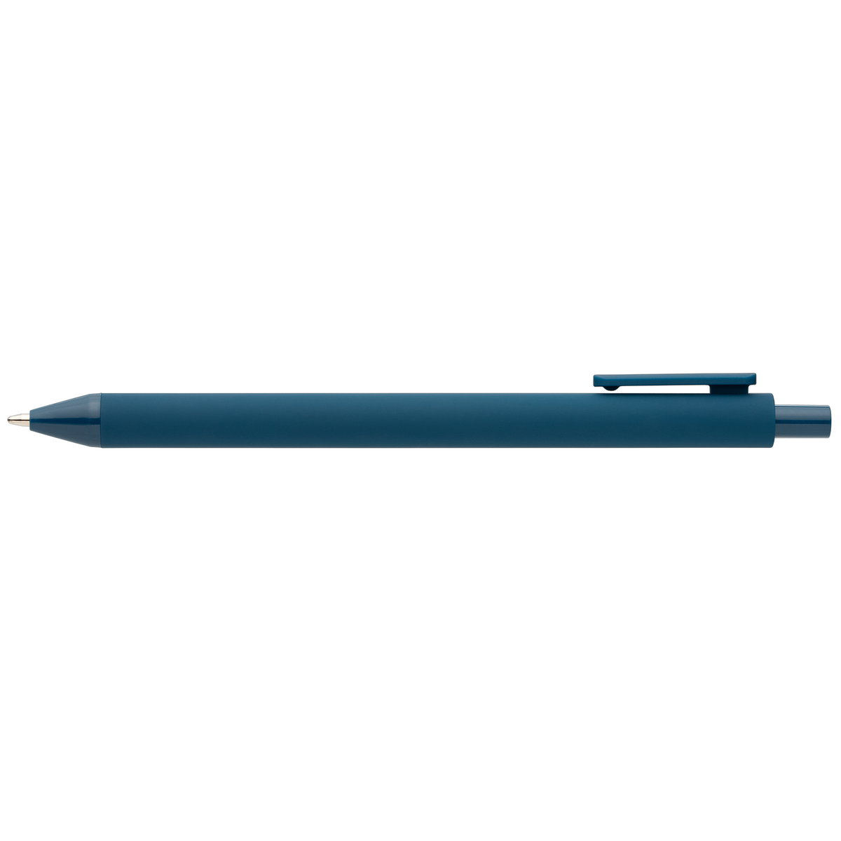 Bloom Recycled Plastic Retractable Soft Touch Pen promotional pen in navy blue printed with your company logo