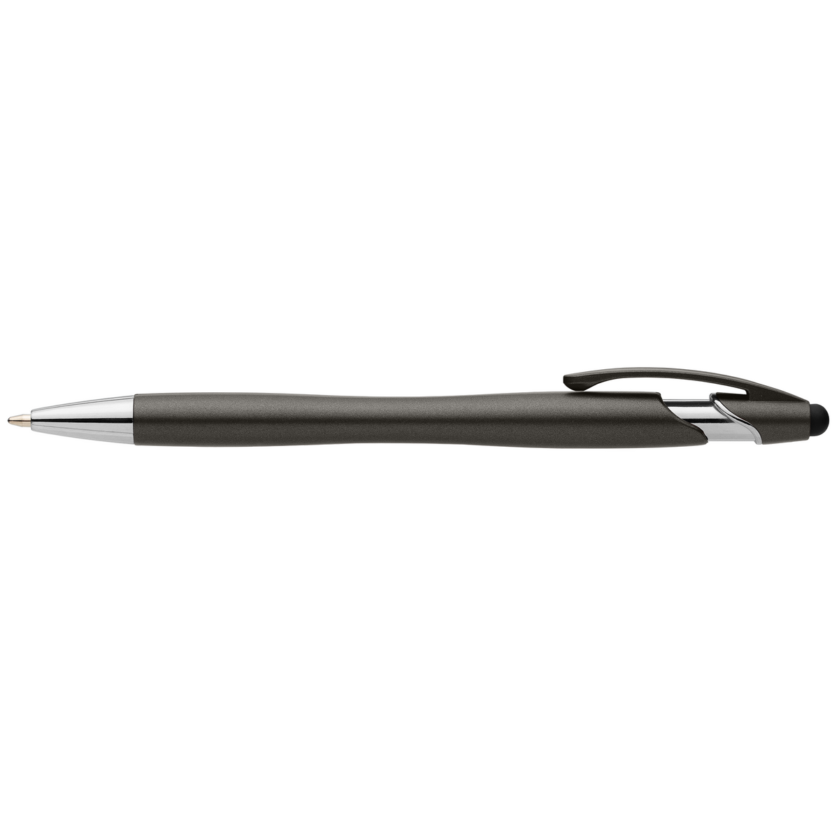 La Jolla Recycled Plastic Metallic Stylus Pen promotional pen in red brass printed with your company logo