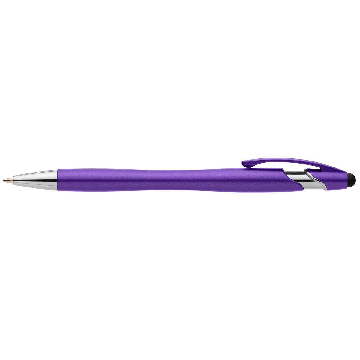 La Jolla Recycled Plastic Metallic Stylus Pen promotional pen in purple printed with your company logo