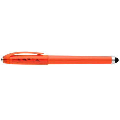 Prism Recycled Plastic Fidget Ball Stylus Gel Pen promotional pen in orange printed with your company logo