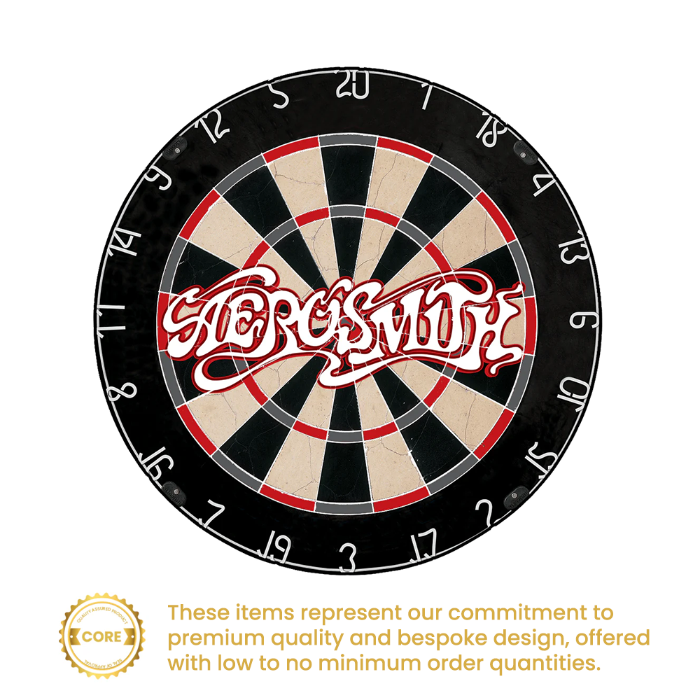 Regulation dartboard printed with full-colour custom artwork and an aluminium frame